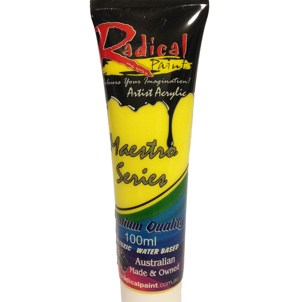 Acrylic Paint Lemon Yellow 100ml Radical Maestro Series Made in Australia