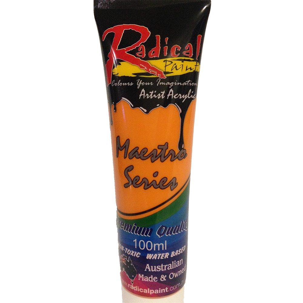 Acrylic Paint Orange 100ml Radical Maestro Series Made in Australia