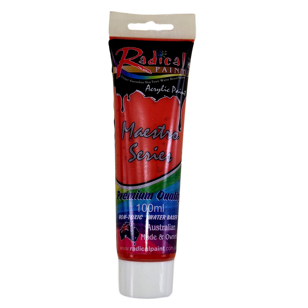 Acrylic Paint Orange Vermillion 100ml Radical Maestro Series Made in Australia