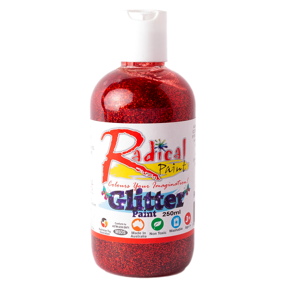 Radical Paint Glitter Paint washable Poster Student Art Craft Paint Red 250ml