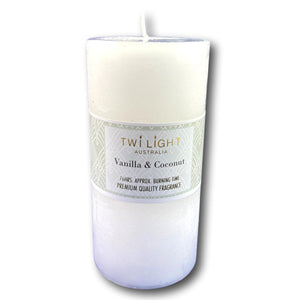 Twilight Frost Scented Pillar Candle Vanilla & Coconut 6.8x14cm Cream White Candles 76 Hours