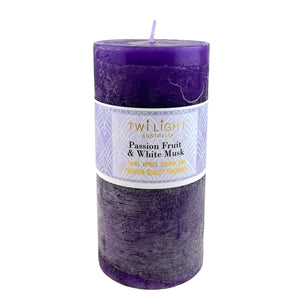 Twilight Frost Scented Pillar Candle Passion Fruit & White Musk 6.8x14cm Purple Candles 76Hours