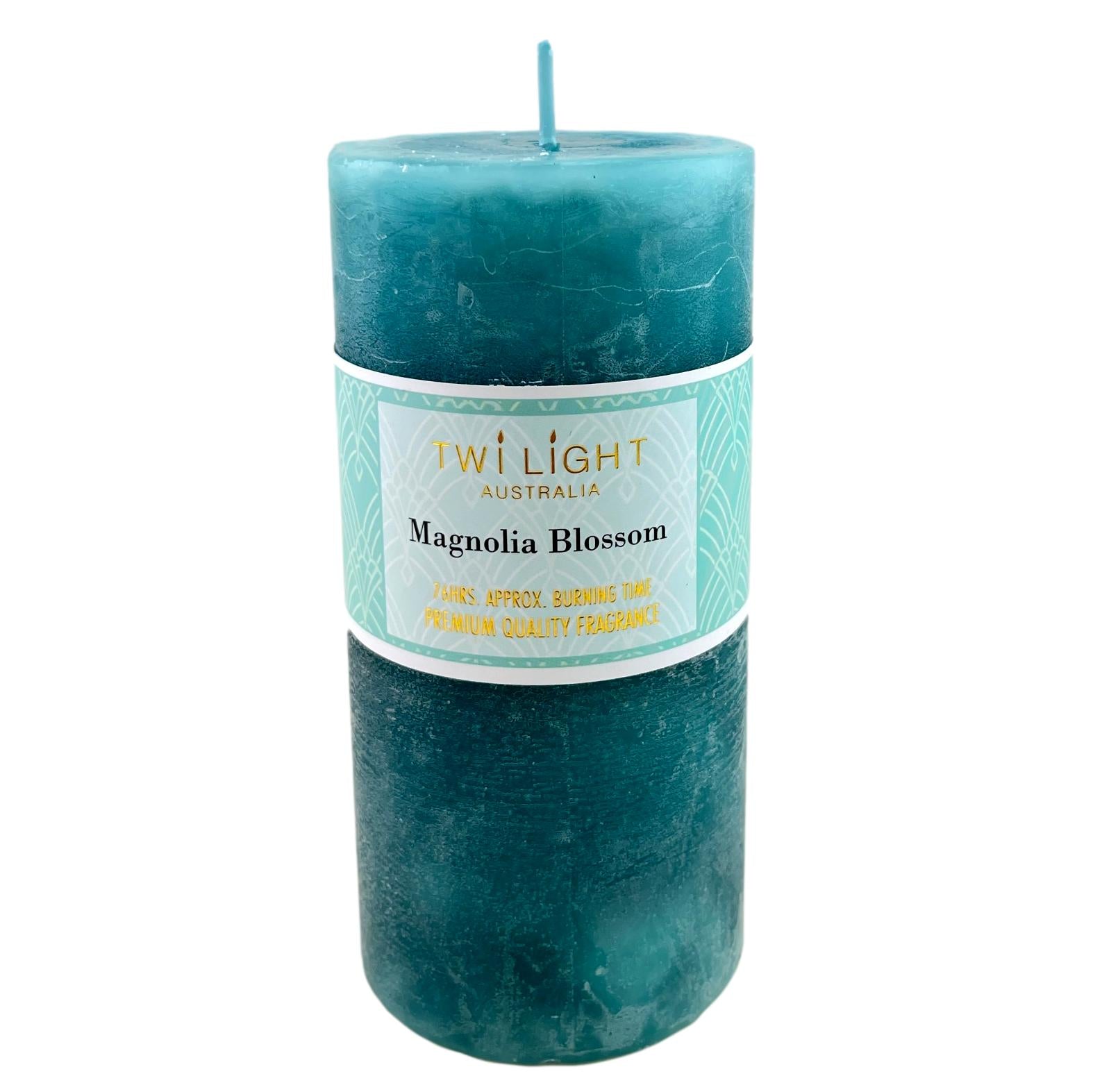 Twilight Frost Scented Pillar Candle Magnolia Blossom Fragrance 6.8x14cm Blue Candles 76 Hours