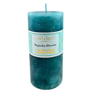 Twilight Frost Scented Pillar Candle Magnolia Blossom Fragrance 6.8x14cm Blue Candles 76 Hours