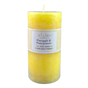 Twilight Frost Scented Pillar Candle Pineapple & Pomegranate 6.8x14cm Yellow Candles 76 Hours