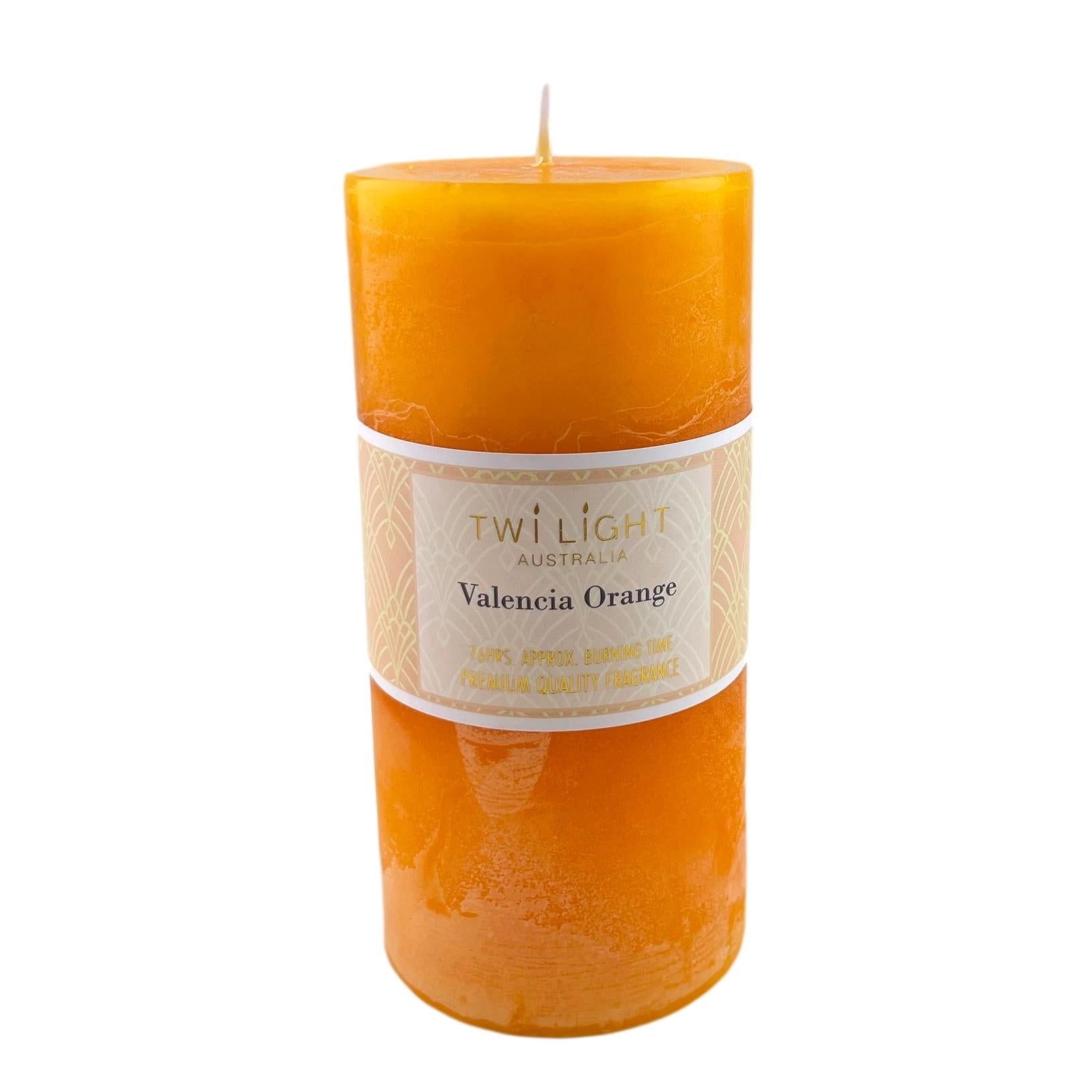 Twilight Frost Scented Pillar Candle Valencia Orange Fragrance 6.8x14cm Orange Candles 76 Hours