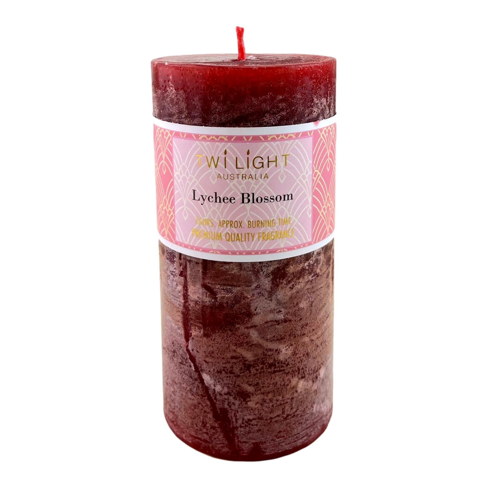 Twilight Frost Scented Pillar Candle  Lychee Blossom Fragrance 6.8x14cm Red Candles 76 Hours