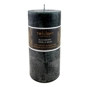 Twilight Frost Scented Pillar Candle Blackberry Vanilla Musk 6.8x14cm Black Candles 76 Hours